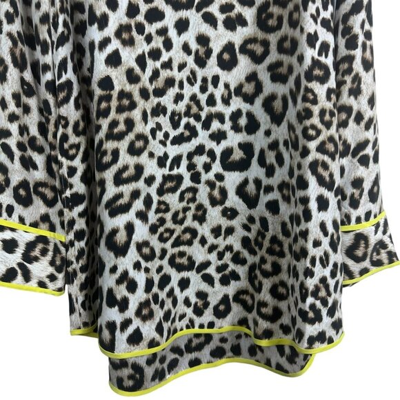 Equipment Dalton Leopard Print Tunic Women’s V-Neck Long Sleeve Yellow Trim Smal - Picture 6 of 11